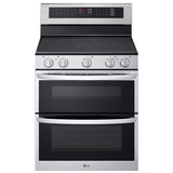 LG LDEL7324SE 30 in. 7.3 cu. ft. Smart Air Fry True European Convection Double Oven Electric Range with Radiant Burners - Stainless Steel