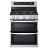 LG LDGL6924S 30 in. 6.9 cu. ft. Smart Air Fry True European Convection Double Oven Gas Range with 5 Sealed Burners - Stainless Steel