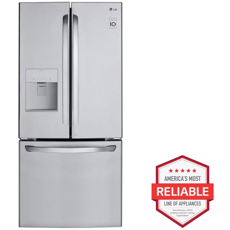 LG LFDS22520S 30 in. 21.8 cu. ft. French Door Refrigerator with Ice & Water Dispenser - Stainless Steel