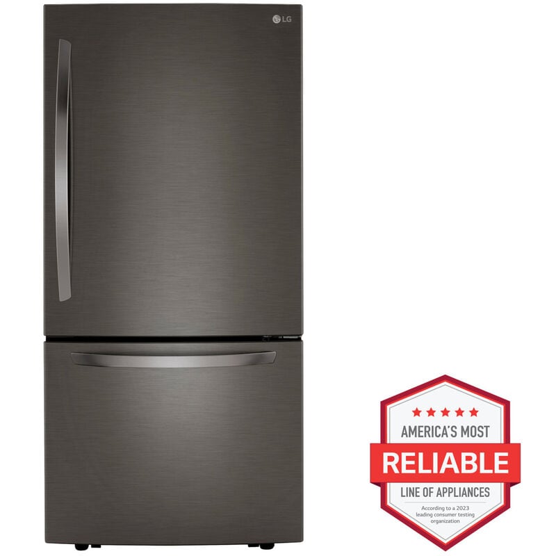 LG LRDCS2603D 33 in. 25.5 cu. ft. Bottom Freezer Refrigerator with Ice Maker - PrintProof Black Stainless Steel