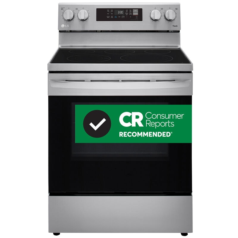 LG LREL6323S 30 in. 6.3 cu. ft. Smart Air Fry Standard Convection Electric Range with Radiant Burners - Stainless Steel