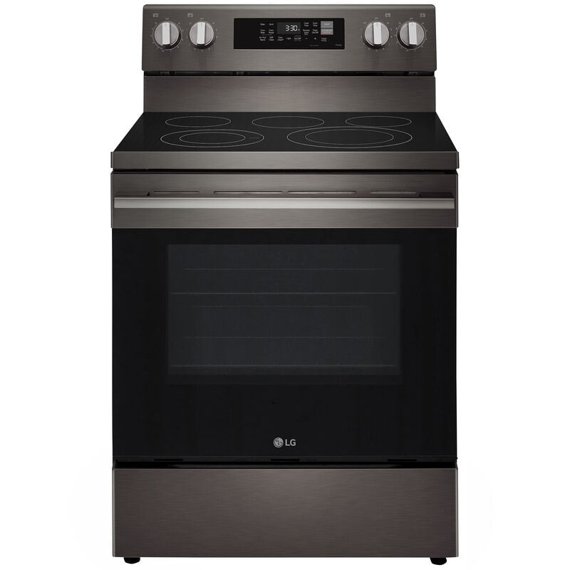 LG LREN6323ZE 30 in. 6.3 cu. ft. Smart Air-Fry True European Convection Electric Range with Radiant Burners - Black Stainless Steel