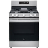 LG LRGN6323Y 30 in. 6.3 cu. ft. Smart Air Fry True European Convection Gas Range with 5 Sealed Burners & Griddle - Stainless Steel