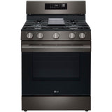 LG LRGN6323Z 30 in. 6.3 cu. ft. Smart Air-Fry True European Convection Gas Range with 5 Sealed Burners & Griddle - Black Stainless Steel