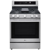 LG LRGN6325X 30 in. 6.3 cu. ft. Smart Air-Fry True European Convection Gas Range with 5 Sealed Burners & Griddle - PrintProof Stainless Steel