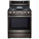 LG LRGN6325Z 30 in. 6.3 cu. ft. Smart Air-Fry True European Convection Gas Range with 5 Sealed Burners & Griddle - PrintProof Black Stainless Steel