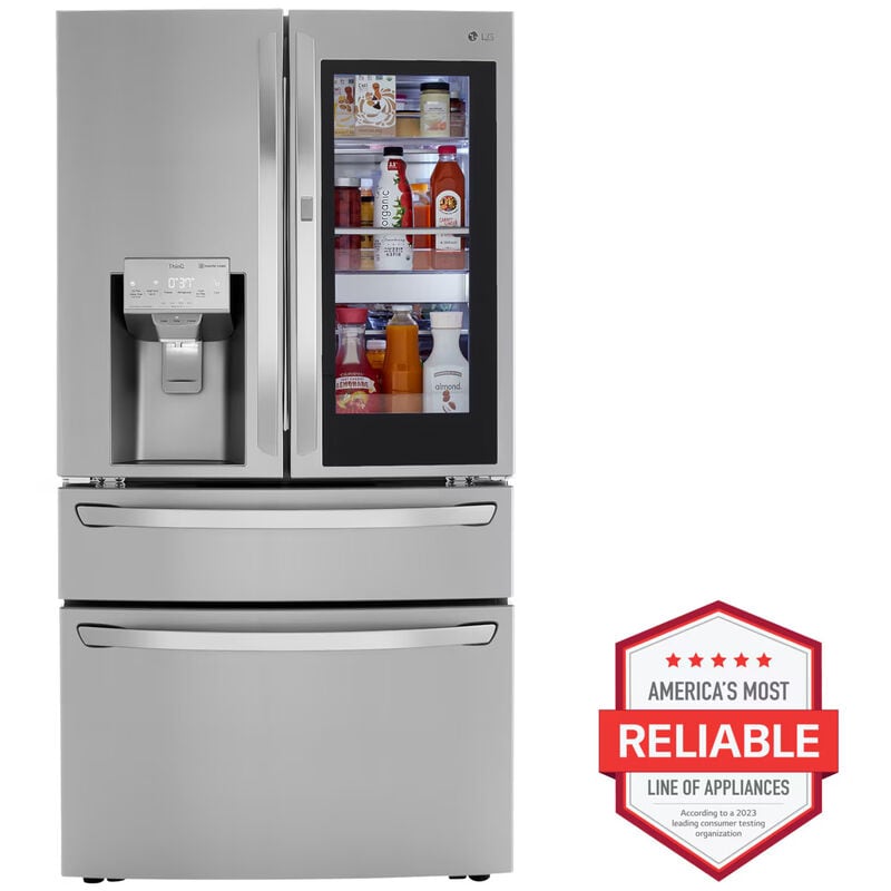 LG LRMVC2306S InstaView 36 in. 22.5 cu. ft. Smart Counter Depth 4-Door French Door Refrigerator with Ice & Water Dispenser - PrintProof Stainless Steel