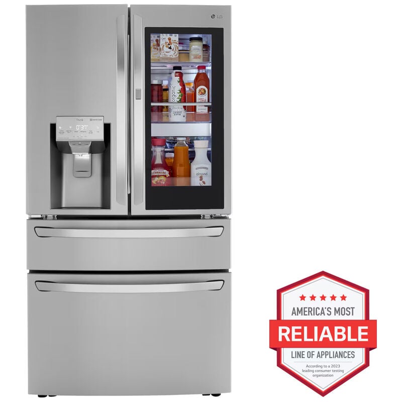 LG LRMVS3006S InstaView 36 in. 29.5 cu. ft. Smart 4-Door French Door Refrigerator with Ice & Water Dispenser - PrintProof Stainless Steel