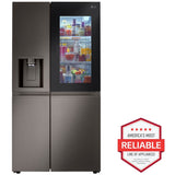 LG LRSOS2706D InstaView36 in. 27.1 cu. ft. Smart Side by Side Refrigerator with Ice & Water Dispenser - PrintProof Black Stainless Steel