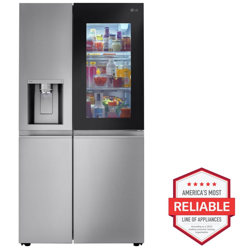 LG LRSOS2706S InstaView36 in. 27.1 cu. ft. Smart Side by Side Refrigerator with Ice & Water Dispenser - PrintProof Stainless Steel