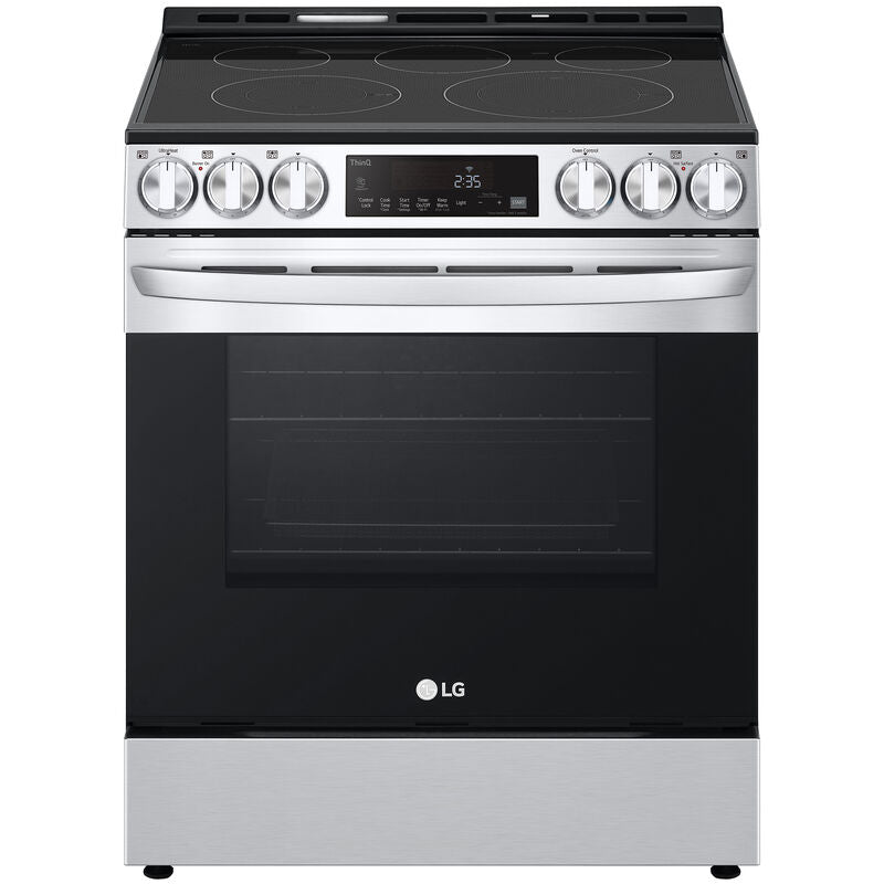 LG LSEL6333F 30 in. 6.3 cu. ft. Smart Air Fry True European Convection Slide-In Electric Range with Radiant Burners - PrintProof Stainless Steel