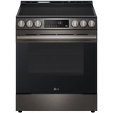 LG LSEL6333ZE 30 in. 6.3 cu. ft. Smart Air-Fry Standard Convection Slide-In Electric Range with Radiant Burners - Black Stainless Steel