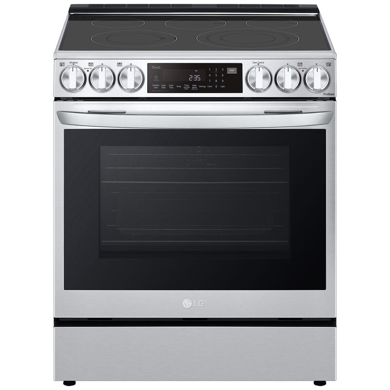 LG LSEL6335FE InstaView 30 in. 6.3 cu. ft. Smart Air Fry True European Convection Slide-In Electric Range with Radiant Burners - PrintProof Stainless Steel