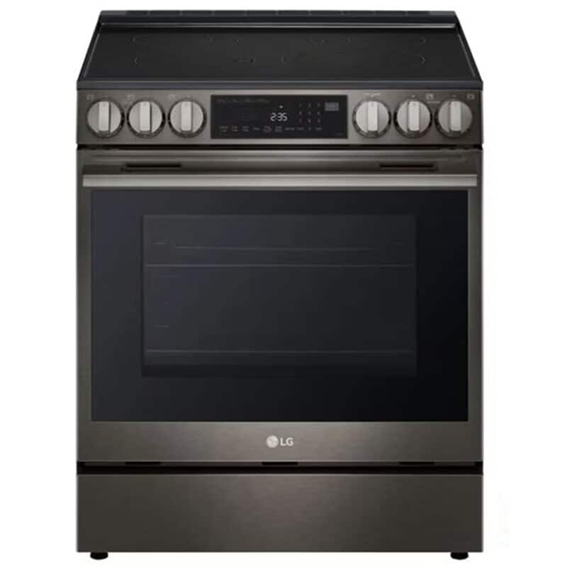 LG LSEL6335ZE 30 in. 6.3 cu.ft. Smart Air-Fry True European Convection Slide-In Electric Range with Radiant Burners - Black Stainless Steel