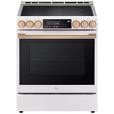 LG LSES6338N Studio 30 in. 6.3 cu. ft. Smart Air Fry True European Convection Slide-In Electric Range with Radiant Burners - Essence White