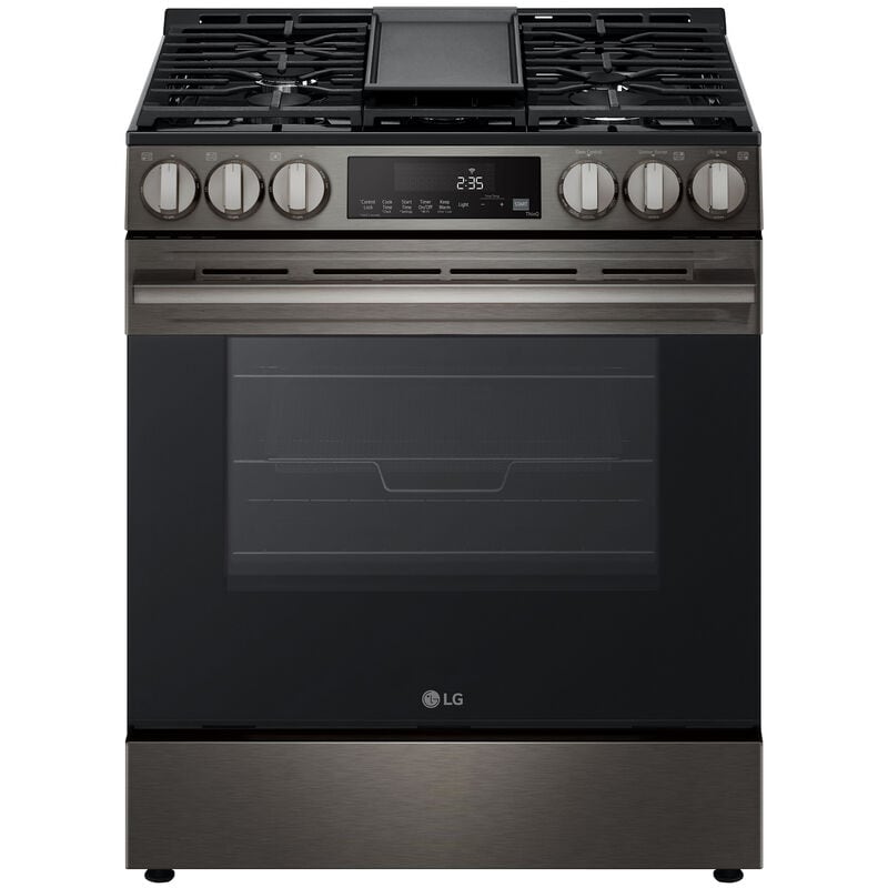 LG LSGL5833Z 30 in. 5.8 cu. ft. Smart Air-Fry Standard Convection Slide-In Gas Range with 5 Sealed Burners & Griddle - Black Stainless Steel