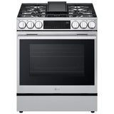 LG LSGL6335X 30 in. 6.3 cu. ft. Smart Air Fry True European Convection Slide-In Gas Range with 5 Sealed Burners & Griddle - PrintProof Stainless Steel