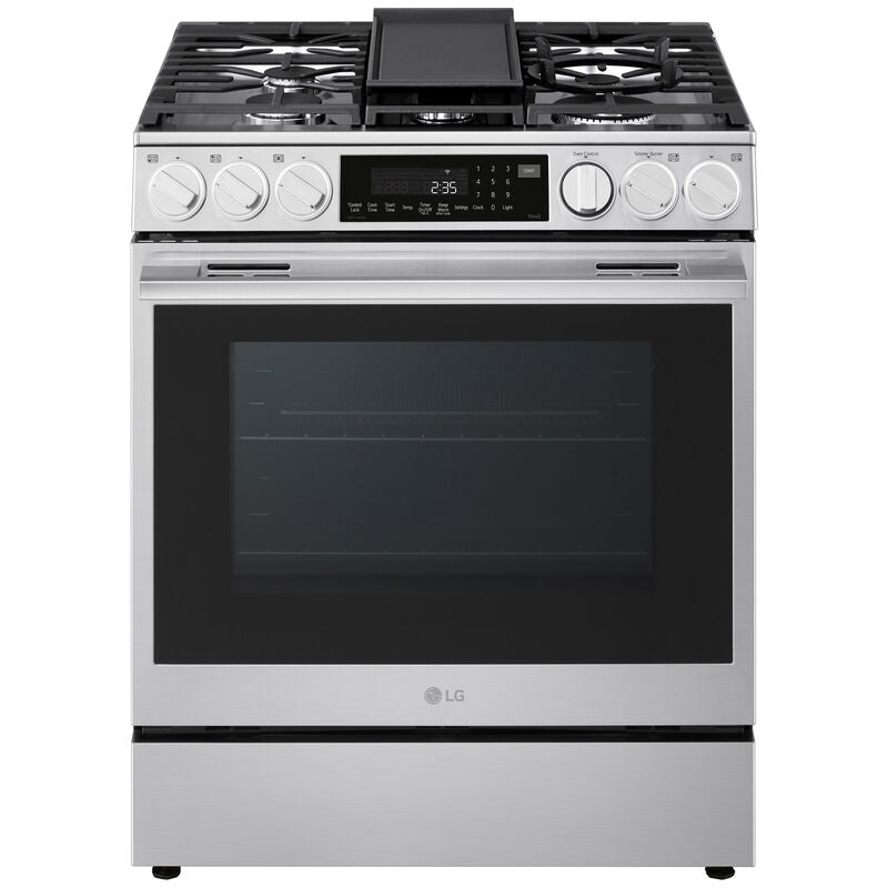 LG LSGL6337X 30 in. 6.3 cu. ft. Smart Air-Fry True European Convection Slide-In Gas Range with 5 Sealed Burners & Griddle - PrintProof Stainless Steel