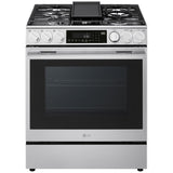 LG LSGL6337X 30 in. 6.3 cu. ft. Smart Air-Fry True European Convection Slide-In Gas Range with 5 Sealed Burners & Griddle - PrintProof Stainless Steel