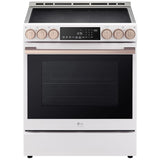 LG LSIS6338NE Studio 30 in. 6.3 cu. ft. Smart Air Fry True European Convection Slide-In Electric Range with 5 Induction Burners - Essence White