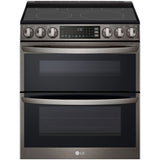 LG LTEL7337D InstaView 30 in. 7.3 cu. ft. Smart Air Fry True European Convection Double Oven Slide-In Electric Range with Smoothtop Burners - PrintProof Black Stainless Steel