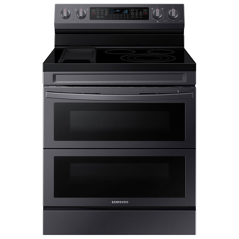 Samsung 30 in. 6.3 cu. ft. Smart Air Fry Standard Convection Double Oven Electric Range with Radiant Burners & Griddle - Black Stainless