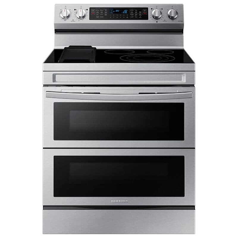 Samsung 30 in. 6.3 cu. ft. Smart Air Fry Standard Convection Double Oven Electric Range with Radiant Burners & Griddle - Stainless Steel