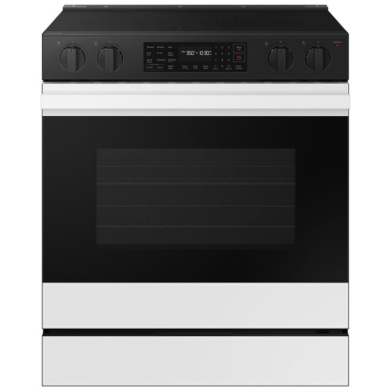 Samsung NSE6DB830012 Bespoke 30 in. 6.3 cu. ft. Smart Air Fry Standard Convection Slide-In Electric Range with Radiant Burners - White Glass