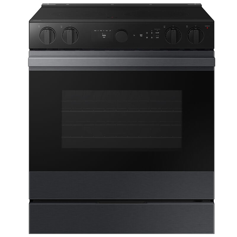 Samsung NSE6DG8502MT Bespoke 30 in. 6.3 cu. ft. Smart Air Fry True European Convection Slide-In Electric Range with Smoothtop Burners - Matte Black Steel