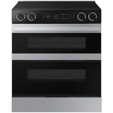 Samsung NSE6DG8550SR Bespoke 30 in. 6.1 cu. ft. Smart Air Fry True European Convection Double Oven Slide-In Electric Range with Smoothtop Burners - Stainless Steel