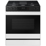 Samsung NSG6DB830012 Bespoke 30 in. 6 cu. ft. Smart Air Fry True European Convection Slide-In Gas Range with 5 Sealed Burners & Griddle - White Glass