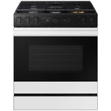 Samsung NSG6DB850012 Bespoke 30 in. 6 cu. ft. Smart Air Fry True European Convection Slide-In Gas Range with 5 Sealed Burners & Griddle - White Glass