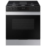 Samsung NSG6DG8300SR Bespoke 30 in. 6 cu. ft. Smart Air Fry Standard Convection Slide-In Gas Range with 5 Sealed Burners & Griddle - Stainless Steel