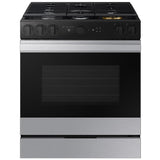 Samsung NSG6DG8500SR Bespoke 30 in. 6 cu. ft. Smart Air Fry True European Convection Slide-In Gas Range with 5 Sealed Burners & Griddle - Stainless Steel