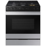 Samsung NSG6DG8700SR Bespoke 30 in. 6 cu. ft. Smart Air Fry True European Convection Slide-In Gas Range 5 Sealed Burners & Griddle - Stainless Steel