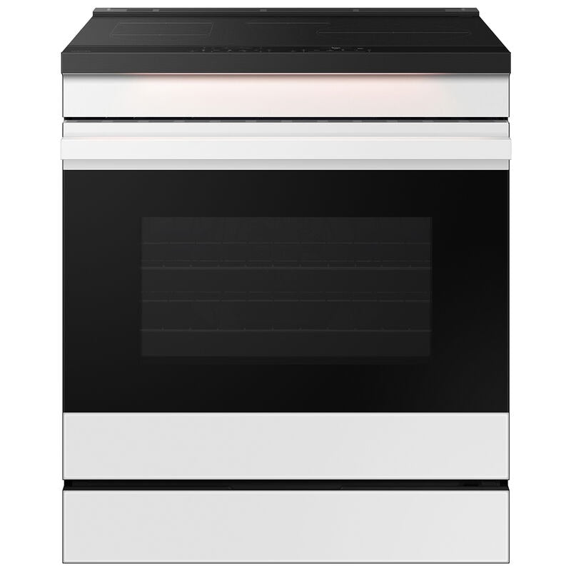 Samsung NSI6DB950012 Bespoke 30 in. 6.3 cu. ft. Smart Air Fry True European Convection Slide-In Electric Range with 4 Induction Burners - White Glass