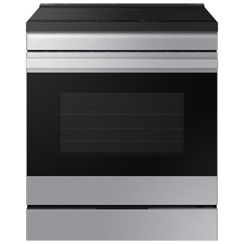 Samsung NSI6DG9500SR Bespoke 30 in. 6.3 cu. ft. Smart Air Fry True European Convection Slide-In Electric Range with 4 Induction Burners - Stainless Steel
