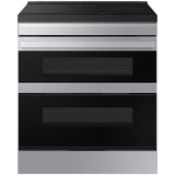 Samsung NSI6DG9550SR Bespoke 30 in. 6.1 cu. ft. Smart Air Fry True European Convection Double Oven Slide-In Electric Range with 4 Induction Burners - Stainless Steel