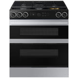 Samsung NSY6DG8550SR Bespoke 30 in. 6.1 cu. ft. Smart Air Fry True European Convection Double Oven Slide-In Dual Fuel Range with 5 Sealed Burners & Griddle - Stainless Steel