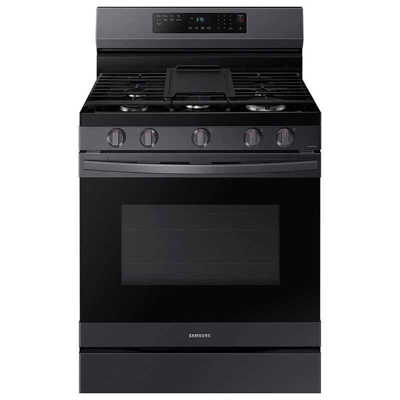 Samsung 30 in. 6 cu. ft. Smart Air Fry Standard Convection Gas Range with 5 Sealed Burners & Griddle - Black Stainless