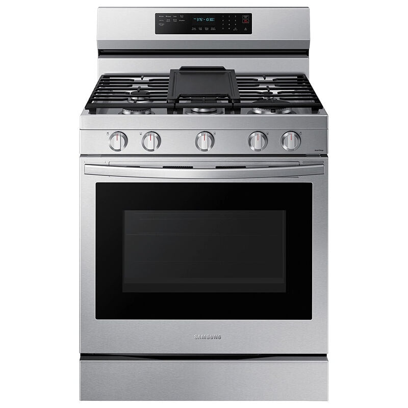 Samsung 30 in. 6 cu. ft. Smart Air Fry True European Convection Gas Range with 5 Sealed Burners & Griddle - Stainless Steel