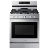 Samsung 30 in. 6 cu. ft. Smart Air Fry True European Convection Gas Range with 5 Sealed Burners & Griddle - Stainless Steel