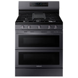 Samsung 30 in. 6 cu. ft. Smart Air Fry True European Convection Double Oven Gas Range with 5 Sealed Burners & Griddle - Black Stainless