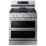 Samsung 30 in. 6 cu. ft. Smart Air Fry True European Convection Double Oven Gas Range with 5 Sealed Burners & Griddle - Stainless Steel