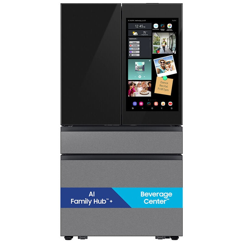 Samsung RF90F29AECR Bespoke 36 in. 28.6 cu. ft. Smart 4-Door French Door Refrigerator with AI Family Hub+, Beverage Center & Internal Water Autofill Pitcher - Charcoal Glass