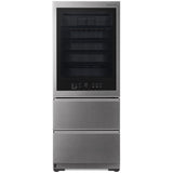 LG URETC1408N Signature InstaView 28 in. Freestanding Smart Wine Cooler with 2 Freezer Drawers, Multi-Zone & 65 Bottle Capacity - Textured Steel