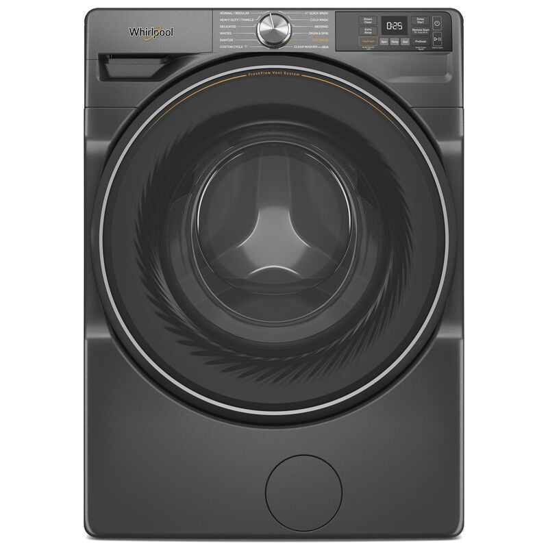 Whirlpool 27 in. 4.5 cu. ft. Smart Stackable Front Load Washer with FreshFlow Vent System, Sanitize & Steam Cycle - Volcano Black