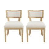 Farmhouse Style Fabric Upholstered Side Dining Chair Set