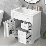 Bathroom Vanity With Sink Top, Cabinet With Door And 2 Drawers - White