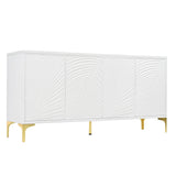 Modern 4 Door Sideboard With Creative Carved Surface And Adjustable Shelves